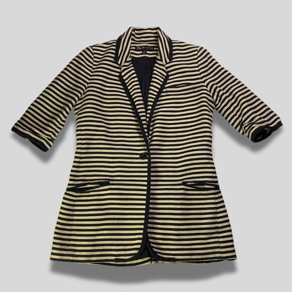 ELIZABETH & JAMES Stripe Ivory/Black Jacket Size 2 - Picture 2 of 13